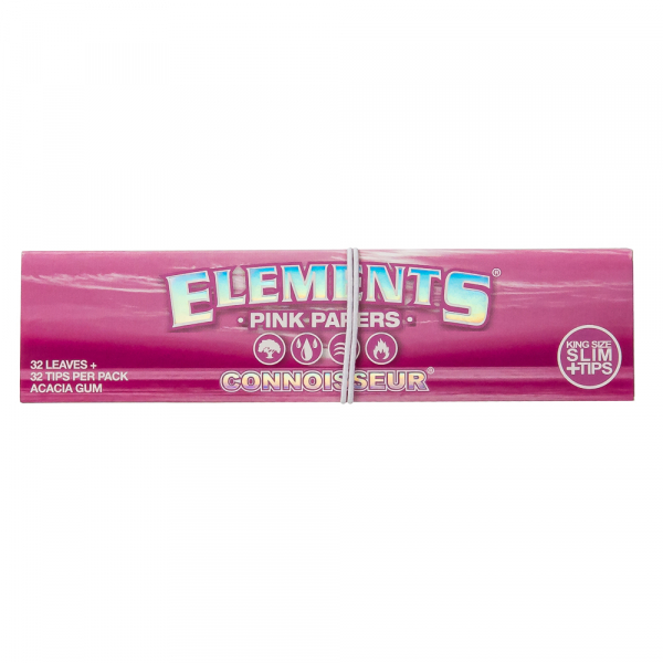 Бумага для самокруток Elements Pink Rice KS + tips Connoisseur 