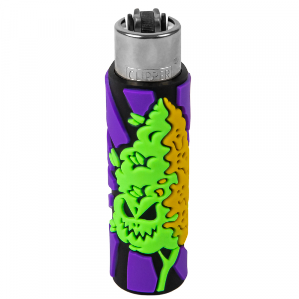 Зажигалка Clipper Purple Weed Silicone Cover