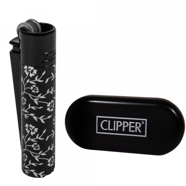 Зажигалка Clipper Micro Metal Silver Pattern Black