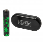 Зажигалка Clipper Leaves Black Green