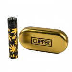 Зажигалка Clipper Metal Leaves Black Gold