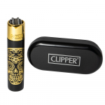 Зажигалка Clipper Metal Mex Scull Gold